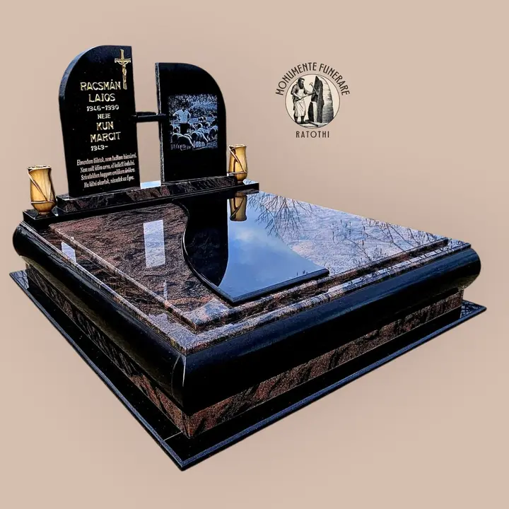 Monument funerar din granit negru — lucrare Marmogram