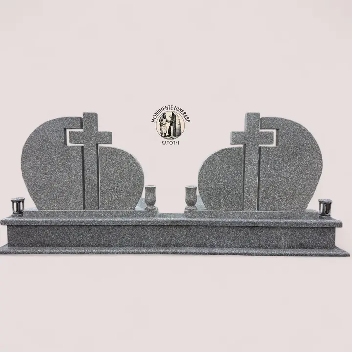 Monument funerar din granit gri — lucrare Marmogram