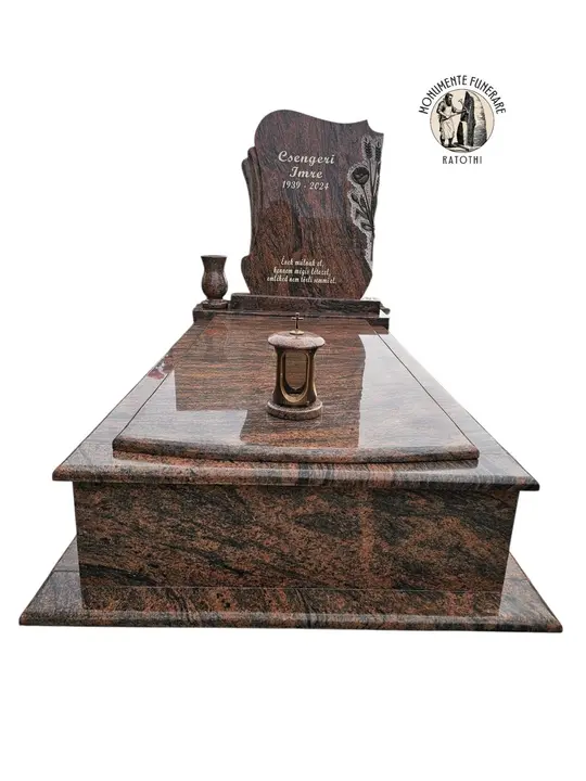 Monument funerar din granit roșu — lucrare Marmogram