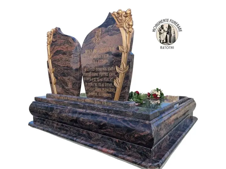 Monument funerar din granit roșu — lucrare Marmogram