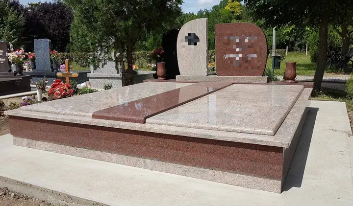 Monument funerar din granit roșu — lucrare Marmogram